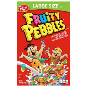Post Fruity Pebbles Sweetened Rice Breakfast Cereal Gluten Free - 425gm