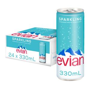 Evian Sparkling Carbonated Natural Mineral Water Can, 330 ml