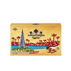 Arabian Delights Assorted Chocodate, Classic Chocolate Coated Bite-Sized Snacks, Stuffed w/ Golden Roasted Almonds, Dates | Snacks & Sweets Pouch - 90g