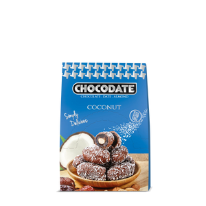 Chocodate Coconut | Exquisite Bite Sized Delicacy | Handmade Treat - Rich Silky Chocolate - Velvety Arabian Date - Golden Roasted Almond - 33gm