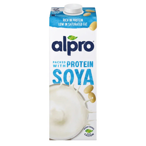 Alpro soya milk carton, plant-based protein drink from iPlantBased UAE