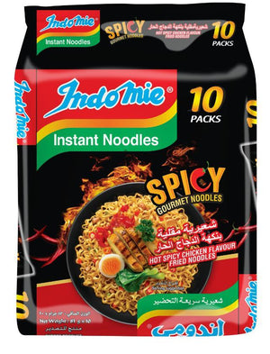Indomie Hot Spicy Chicken Fried Gourmet Noodles, Halal Certified - 83g 10 Packs