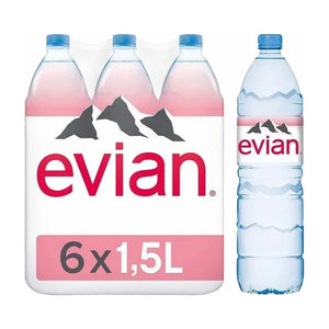 Evian Natural Mineral Water, 6 × 1.5 L | Welaza
