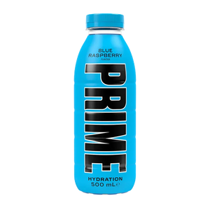 Prime blue raspberry hydration drink 500ml bottle, plant-based beverage UAE