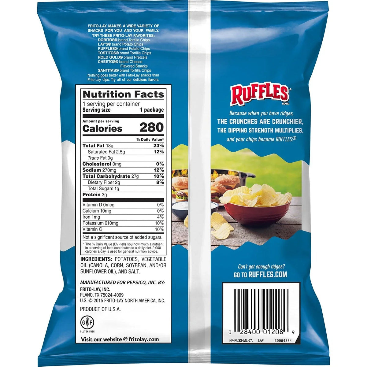 Ruffles Potato Chips Original 6.5 OZ - Export