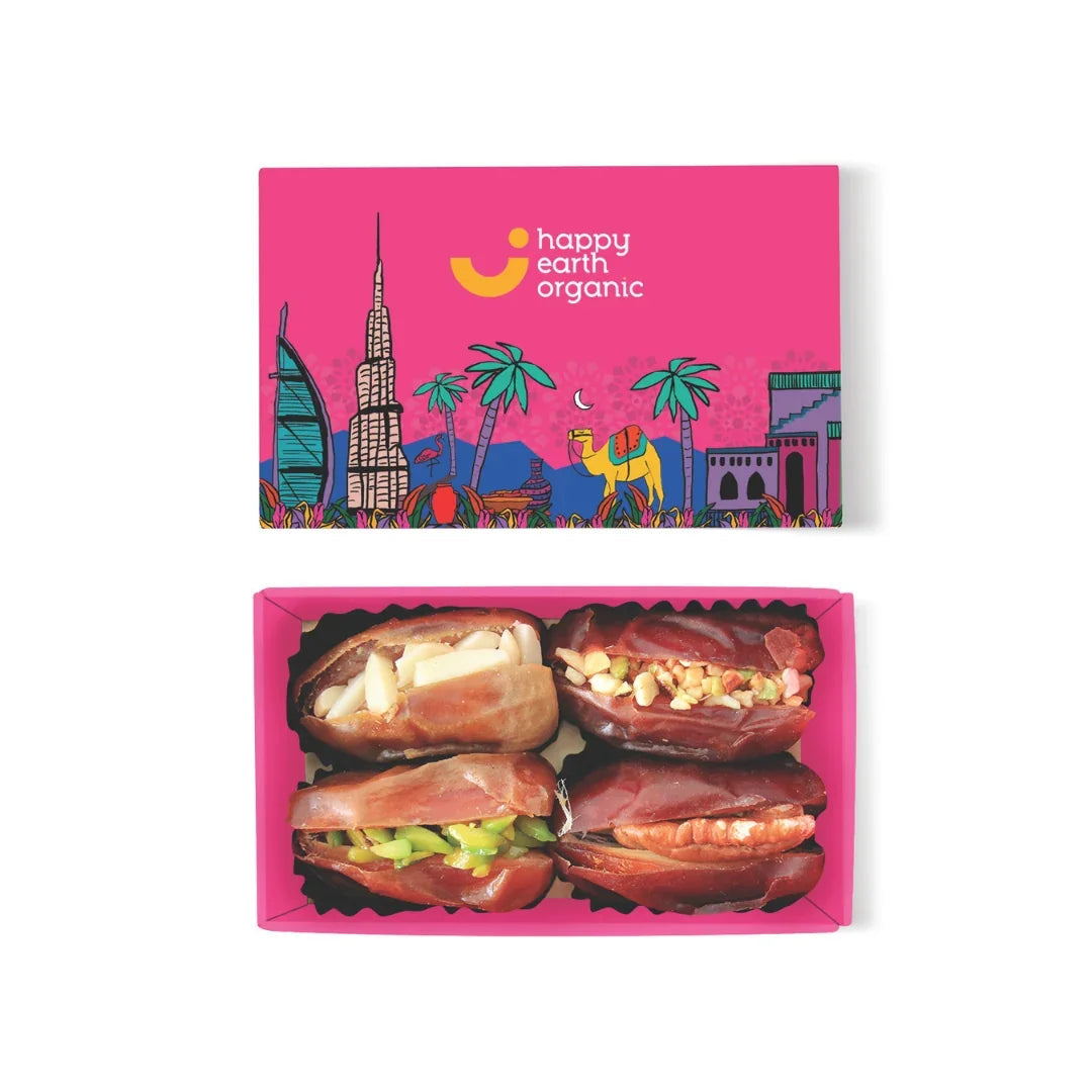 Happy Earth Organic Dubai Pink Filled Dates - 500g