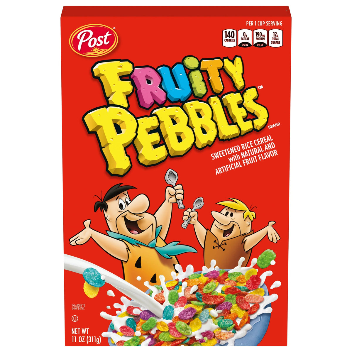Post Fruity Pebbles Sweetened Rice Breakfast Cereal Gluten Free - 425gm