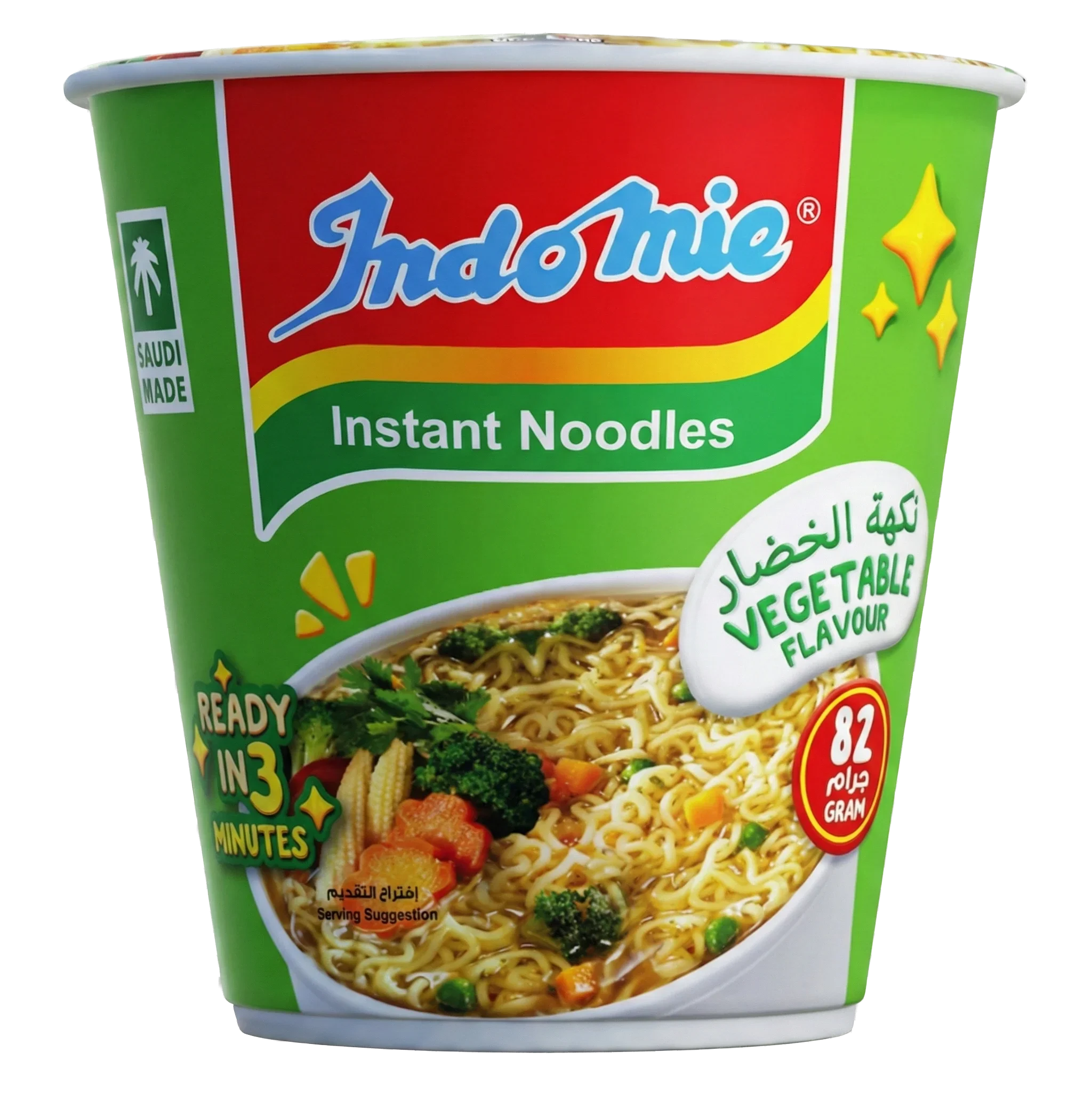 Indomie Instant Noodles, Jumbo Cup Vegetable Flavour with Seasoning Powder and Sauce- 82g
