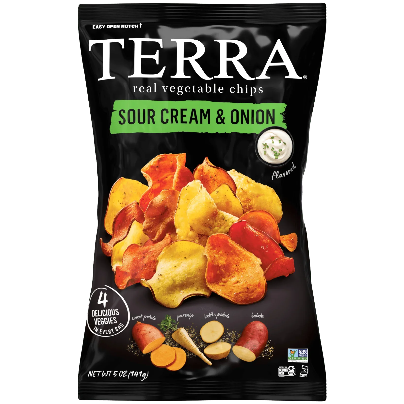 Terra Sour Cream & Onion Real Vegetable Chips 141gm Non GMO, Gluten Free