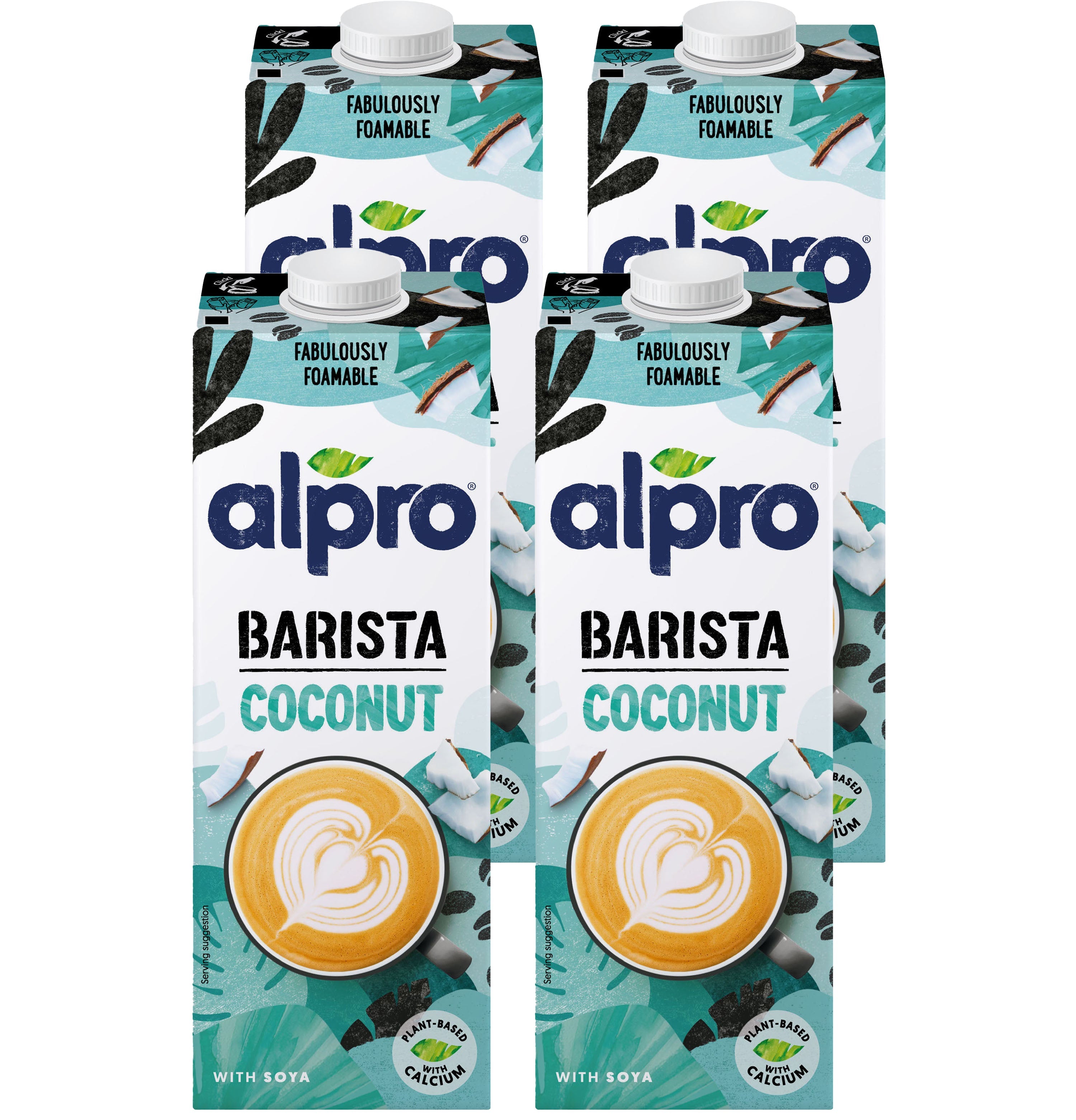 Alpro Barista Coconut Drink 1L,(Pack of 4) 100% Totally Plant Based, Dairy & Vegan, Naturally Free From Lactose, Fabulously Foamable Addition To Your Coffee