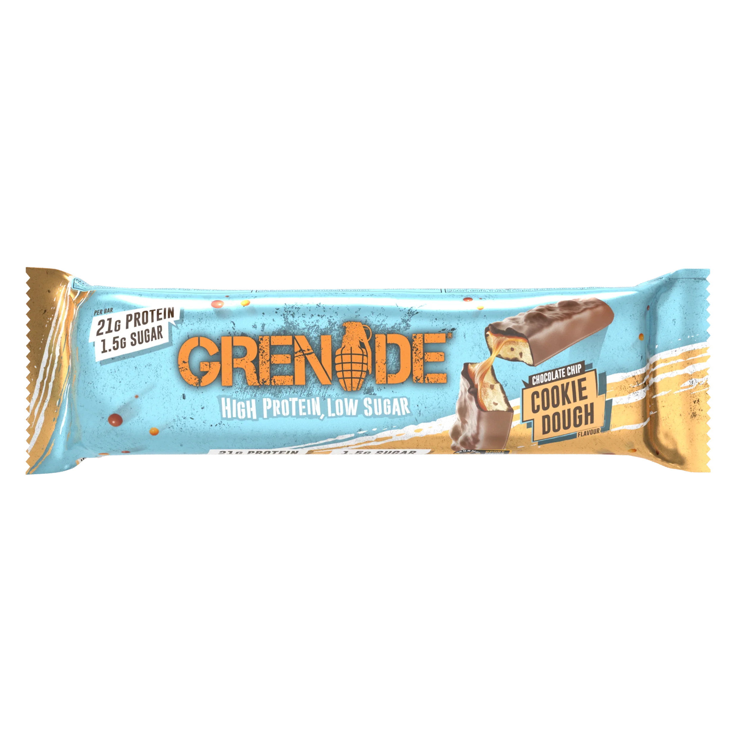Grenade Chocolate Chip Cookie Dough - High Protein Bar - Low Sugar  60gm