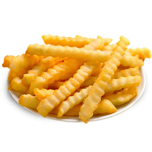 Plate of crispy crinkle-cut plant-based fries from iPlantBased UAE