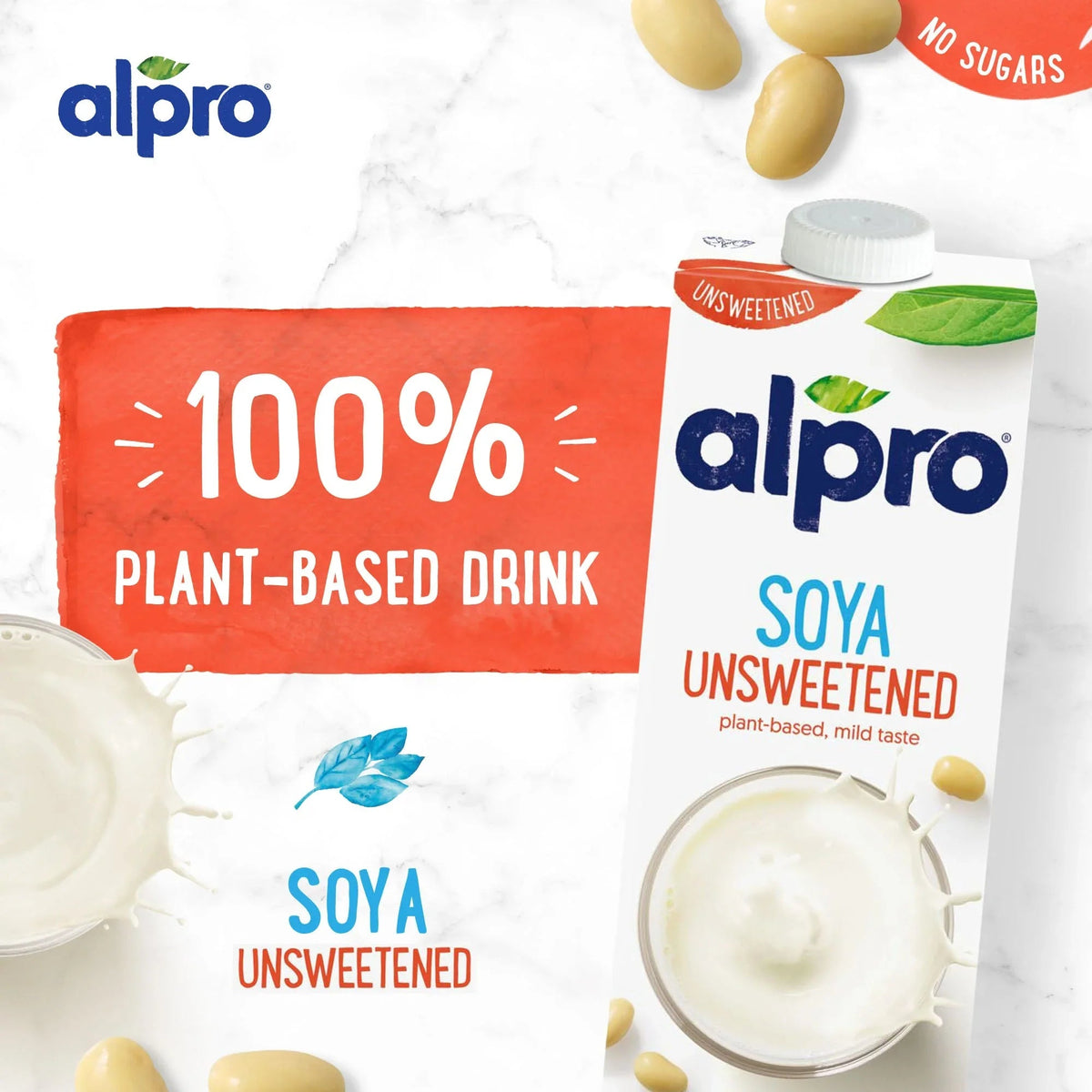 Alpro Soya Unsweetened - Case of 12 (12 x 1L)