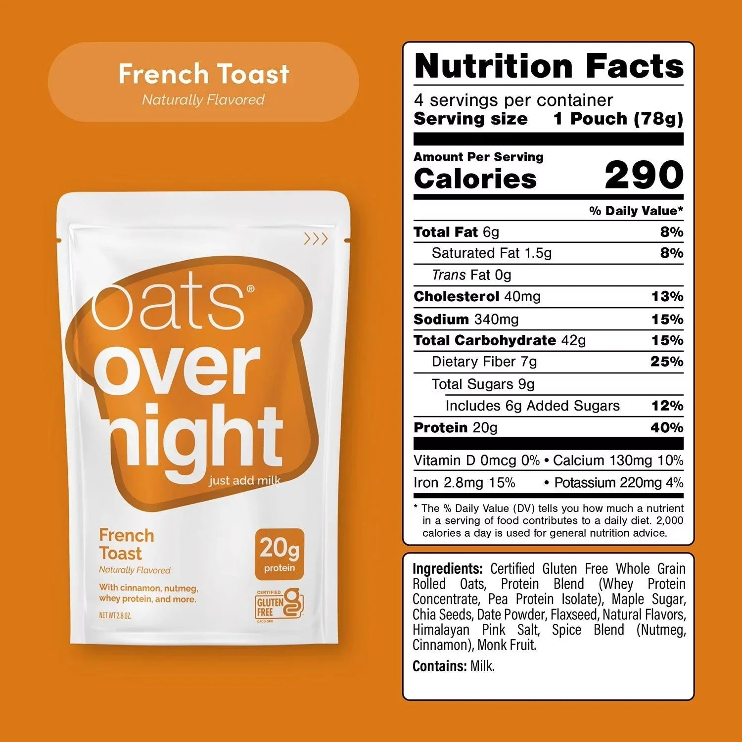 Oats Overnight High Protein Oatmeal Shakes Variety Pack, 20g Protein – 8 Pack (Includes Shaker Bottle)