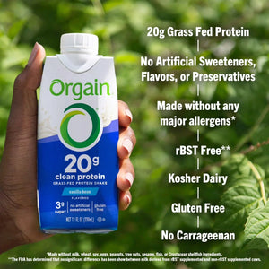 Orgain 20g Clean Protein Grass-Fed Protein Shake, Vanilla Bean 330ml