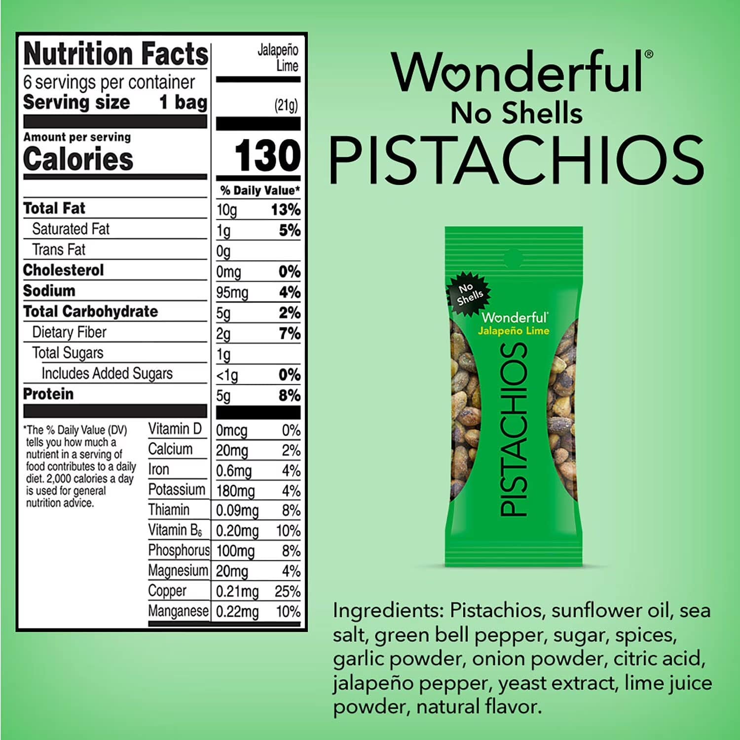 Wonderful Jalapeno Lime Pistachios - 21g