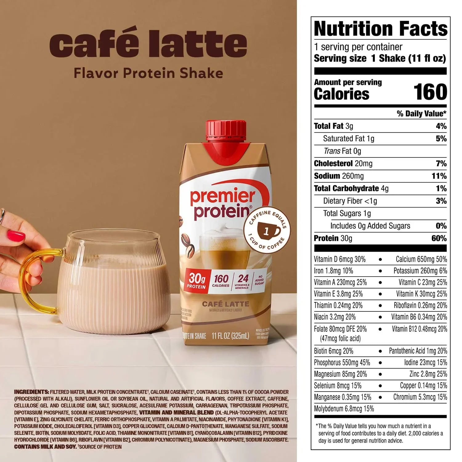 Premier Protein 30g High Protein Shake, Café Latte 325ml