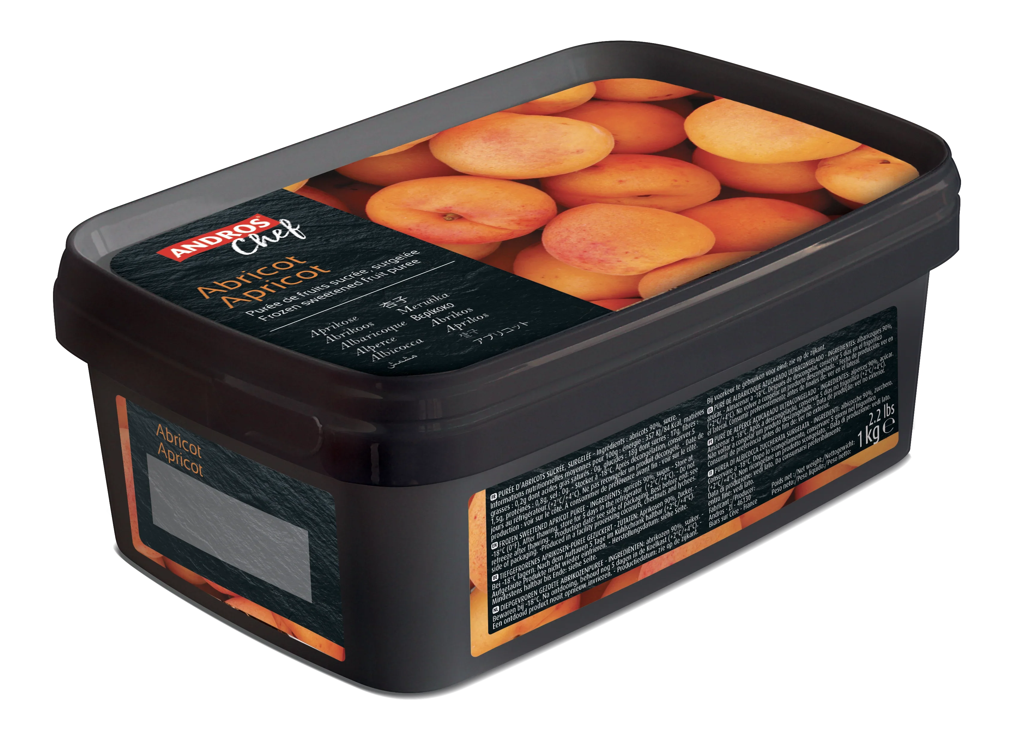 Andros Chef Frozen Apricot Puree 1kg TUB