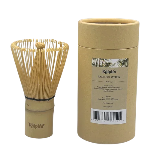 Ralph's bamboo matcha whisk and cylindrical packaging, plant-based kitchen accessory in UAE store