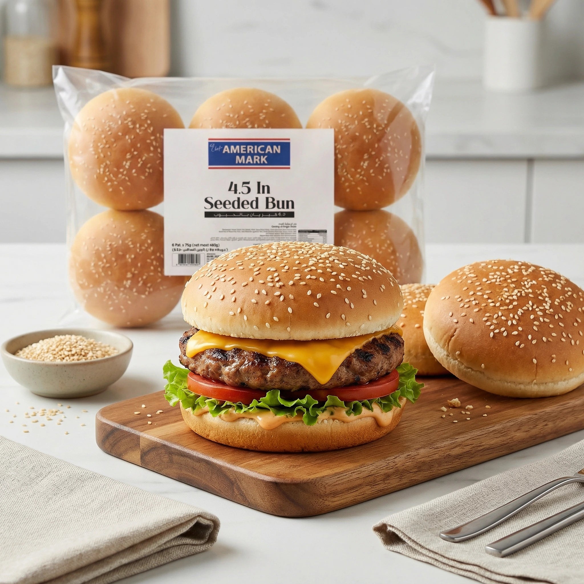 Seeded Bun 4.5 inch – 6pcs (450g) | American Mark