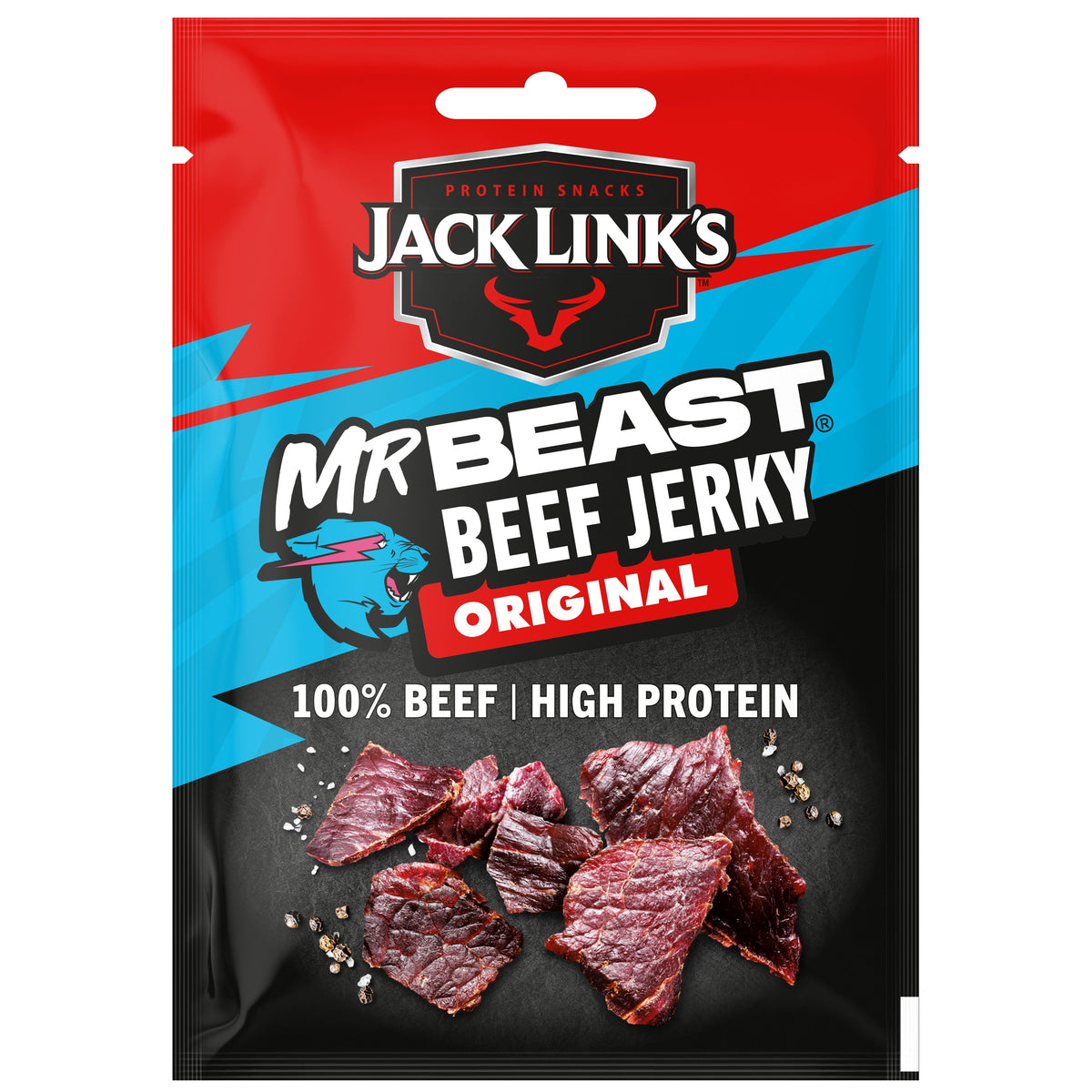 Jack Link’s, Mr.Beast  Beef Jerky Original - High Protein Meat Snack - Dried Halal Beef- 1X40Gr