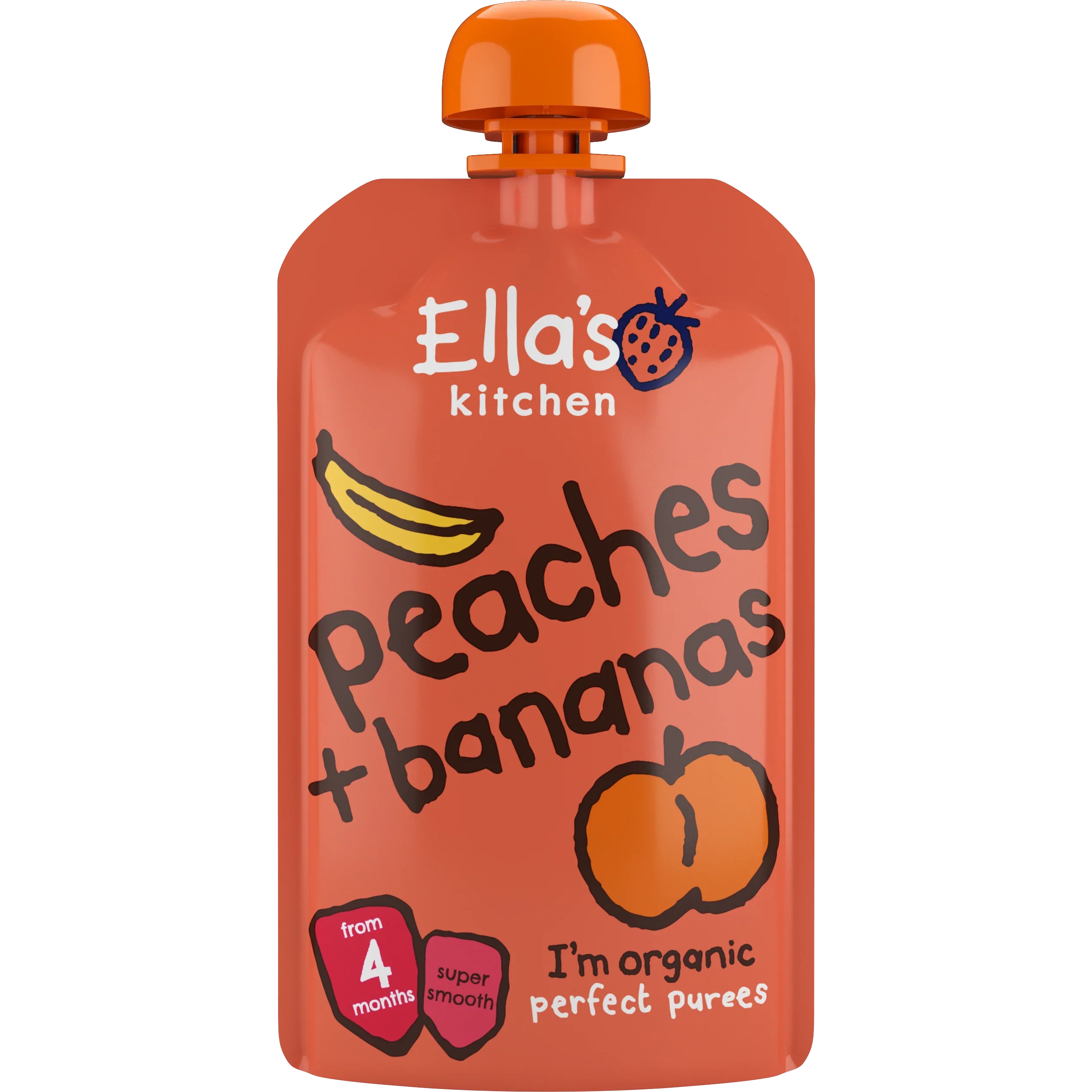 Ella's Kitchen organic peaches + bananas 120g. Expiry date: 12-Jun-26