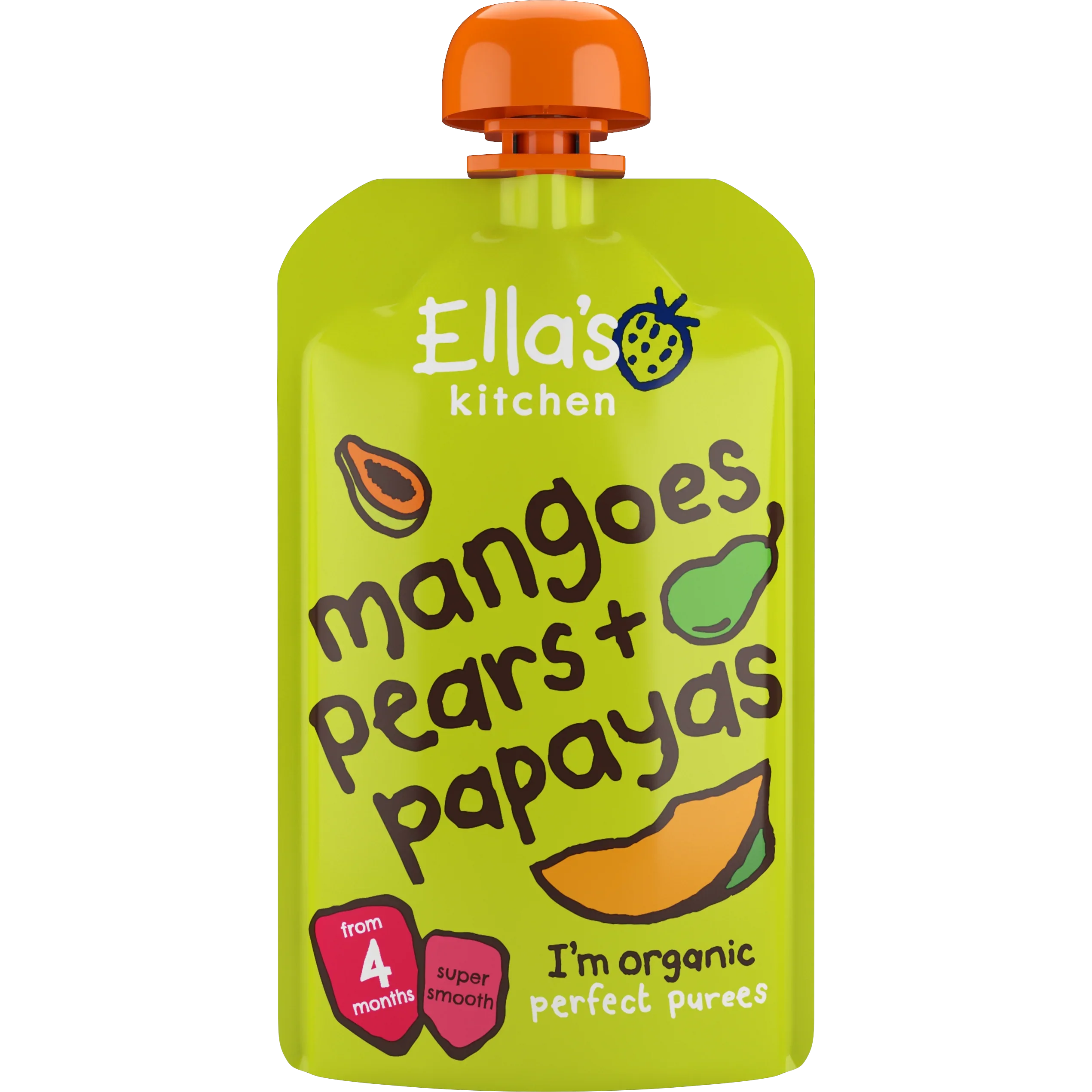 Ella's Kitchen organic mangoes pears + papayas 120g.