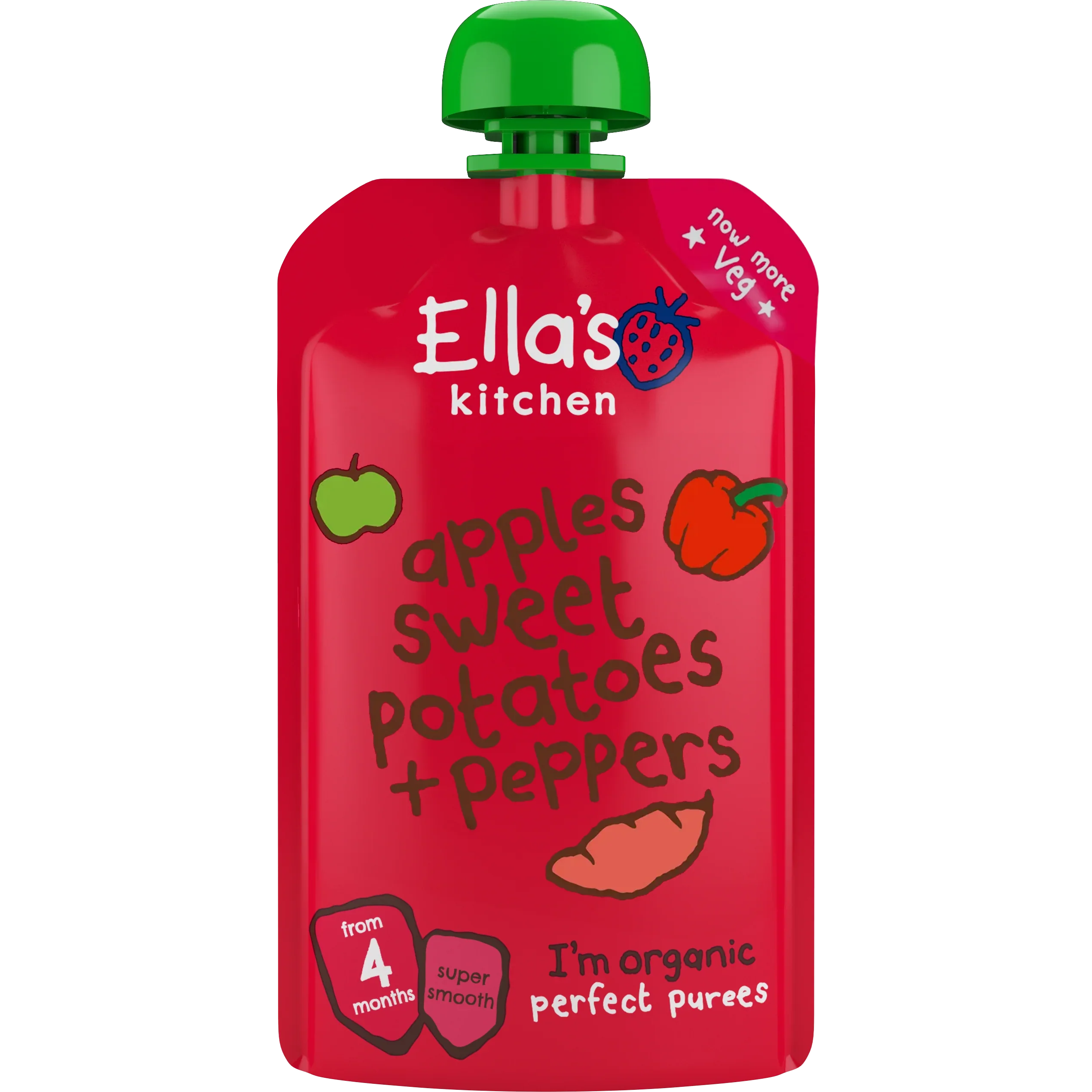 Ella's Kitchen organic red peppers sweet potatoes + apples 120g, Expiry date: 1-May-26