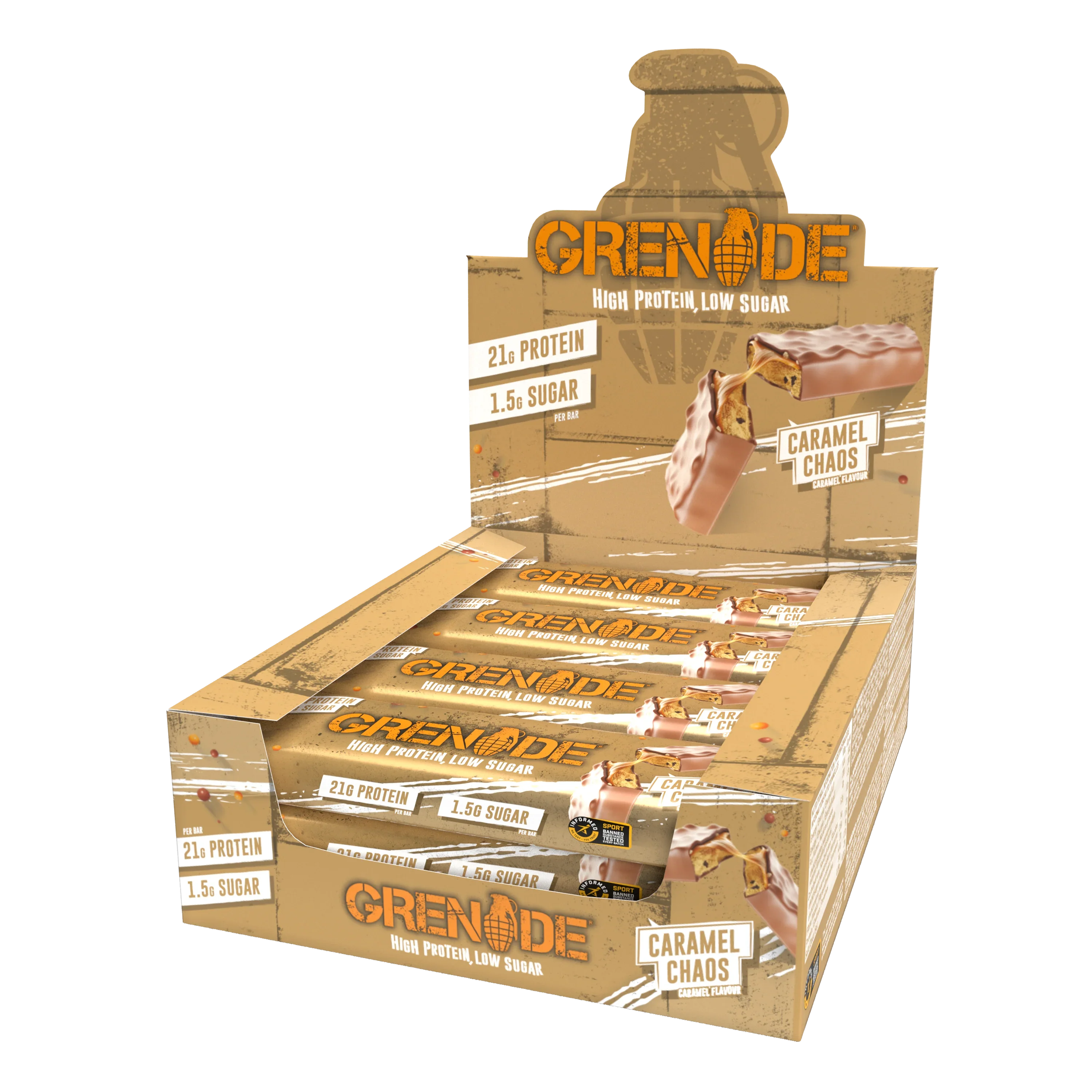 Grenade Caramel Chaos - High Protein Bar - Low Sugar (60gm x 12) Box