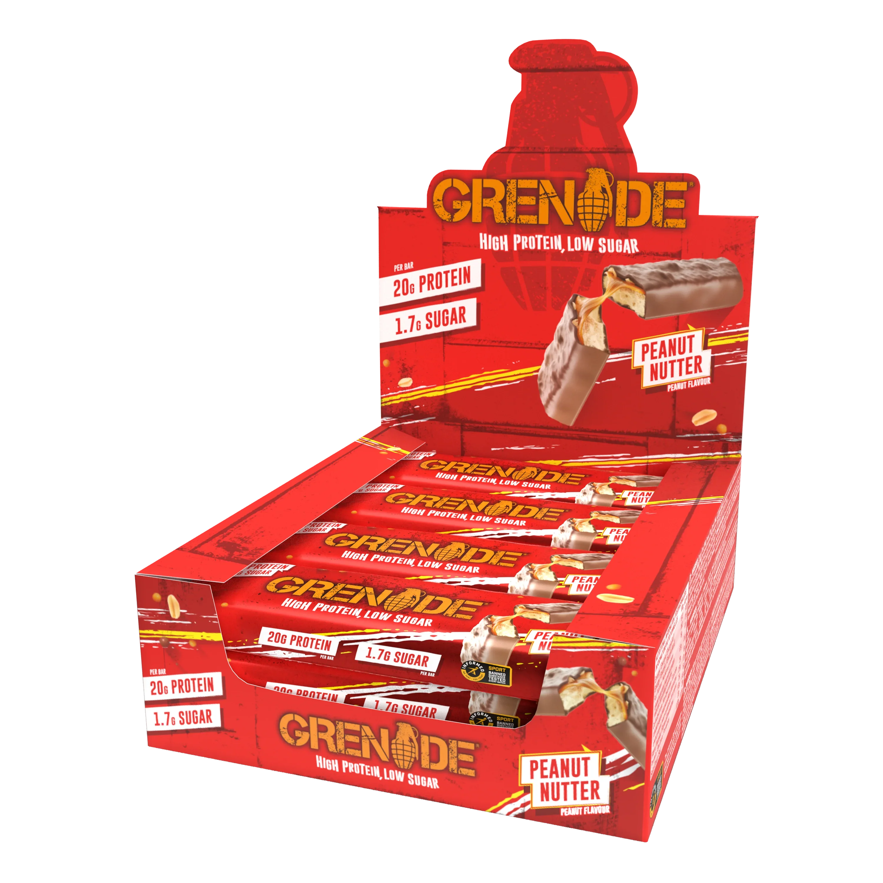 Grenade Peanut Nutter - High Protein Bar - Low Sugar (60gm x12) Box