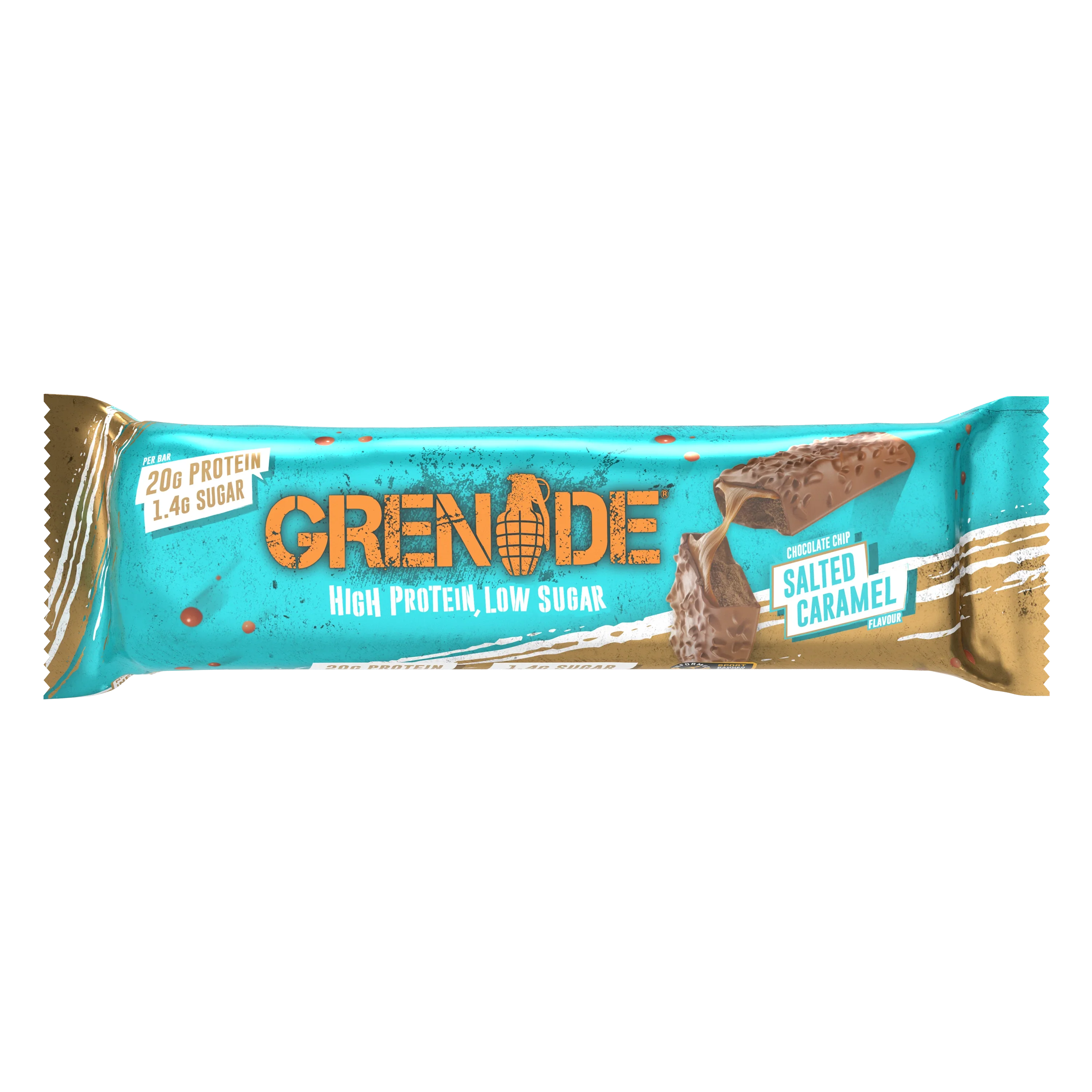 Grenade Chocolate Chip Salted Caramel - High Protein Bar - Low Sugar  60gm