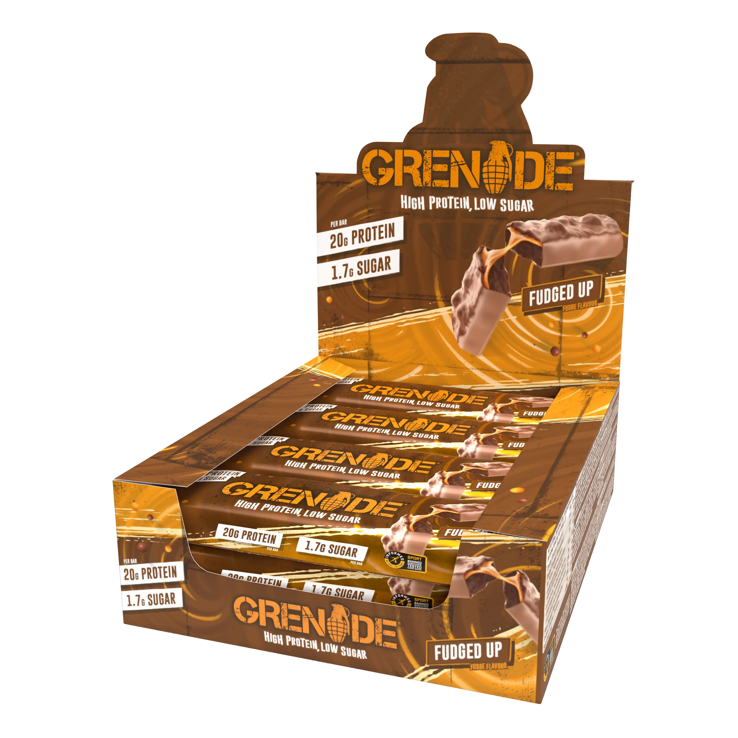 Grenade Fudged Up - High Protein Bar - Low Sugar (60gm x 12) Box