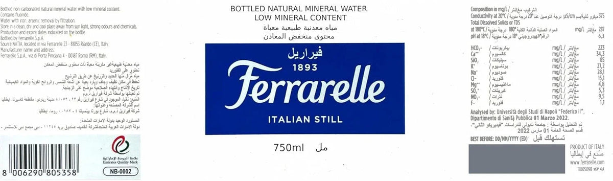 Ferrarelle Italian Still Mineral Water, Glass Cases - 330ml 24 x 330ml