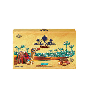 Arabian Delights Milk Chocodate, Classic Chocolate Coated Bite-Sized Snacks, Stuffed w/ Golden Roasted Almonds, Dates | Snacks & Sweets Pouch - 230g