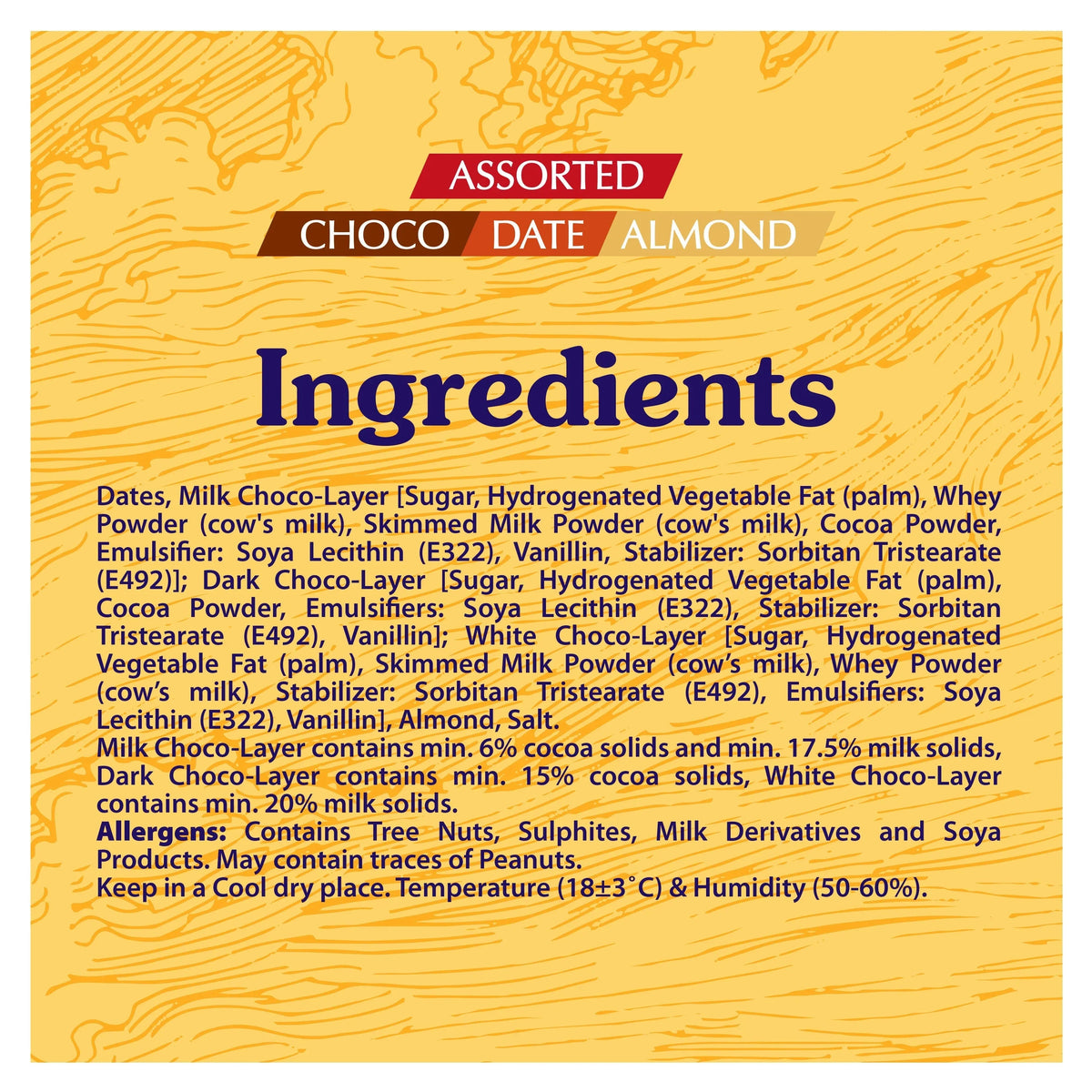 Arabian Delights Assorted Chocodate, Classic Chocolate Coated Bite-Sized Snacks, Stuffed w/ Golden Roasted Almonds, Dates | Snacks & Sweets Pouch - 230g