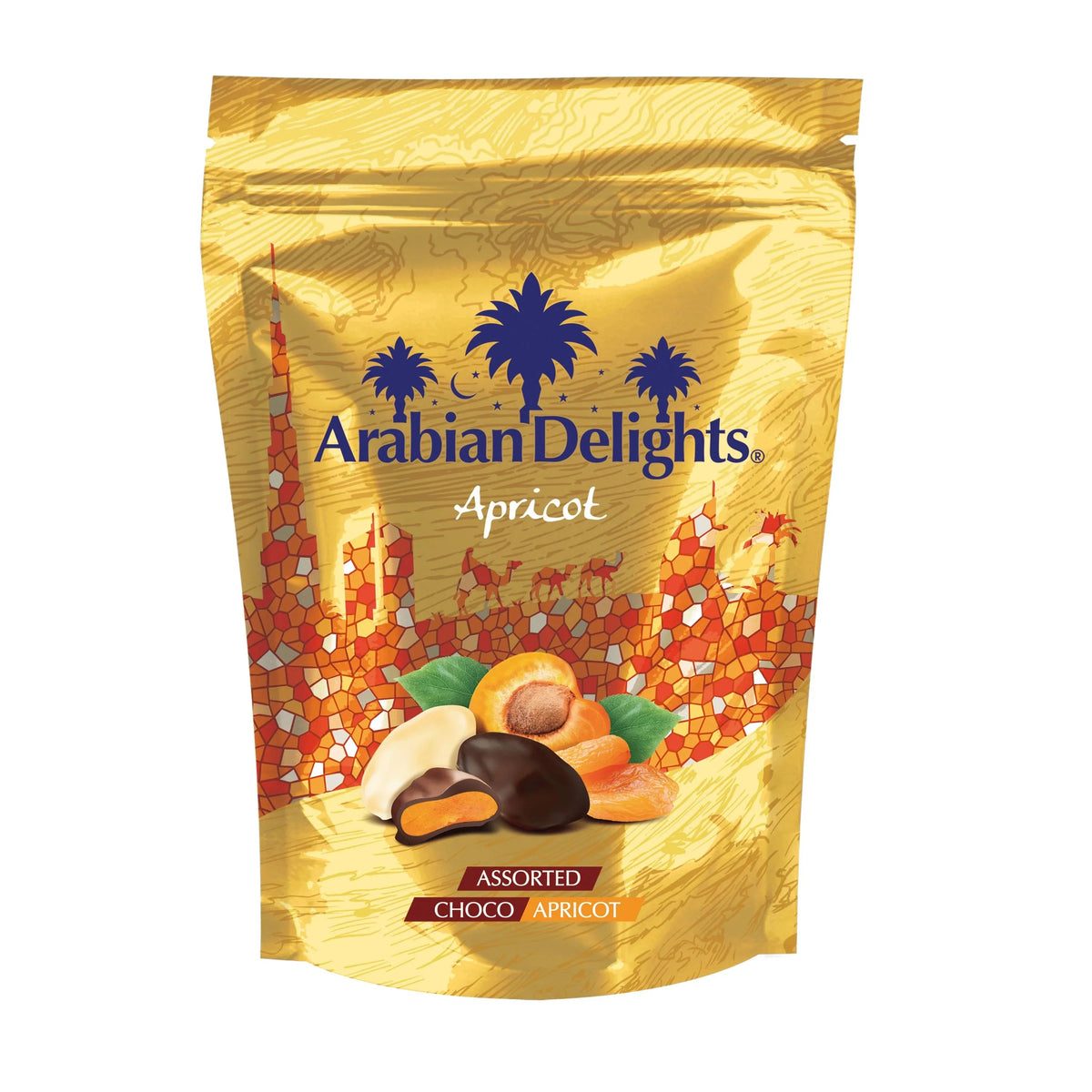 Arabian Delights Chocolate Apricots, Assorted Pack, Coated Bite-Sized Snacks - 230 gm
