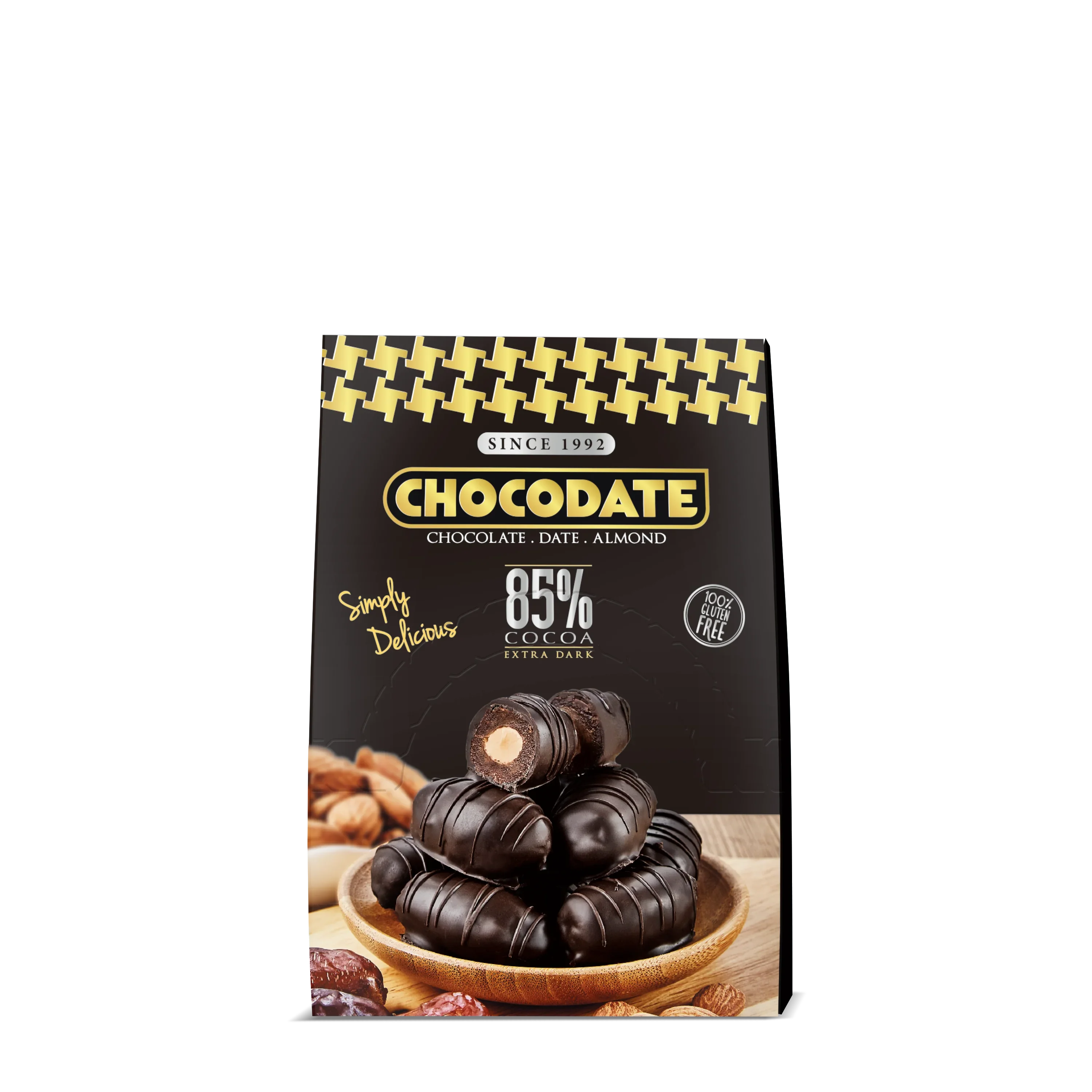 Chocodate Extra Dark | Exquisite Bite Sized Delicacy | Handmade Treat - Rich Silky Chocolate - Velvety Arabian Date - Golden Roasted Almond - Perfect Snacking