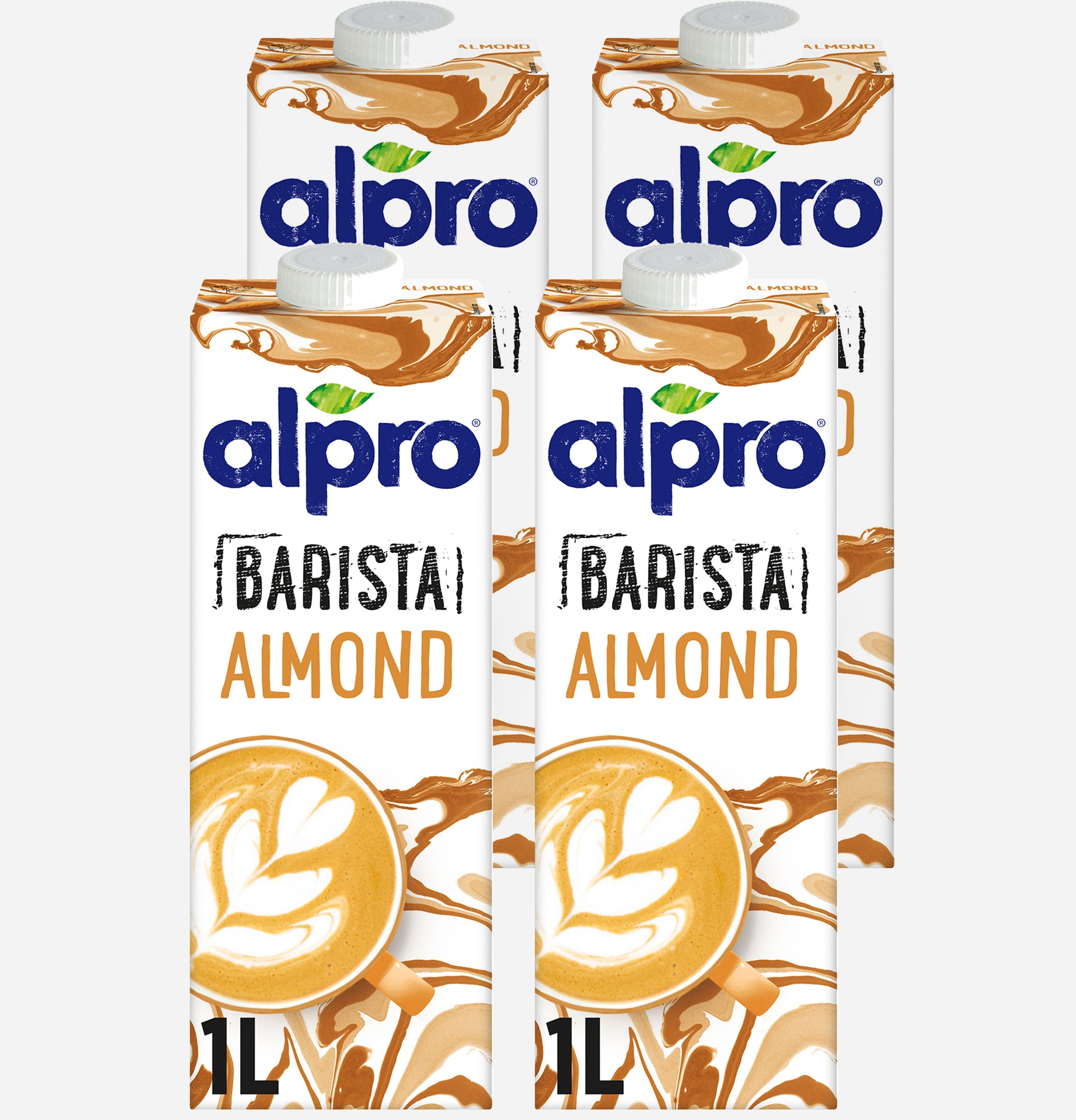 Alpro Barista Almond Drink 1L, (Pack of 4) 100% Totally Plant Based And Vegan, Naturally Free From Lactose, Fabulously Foamable Addition To Your Coffee