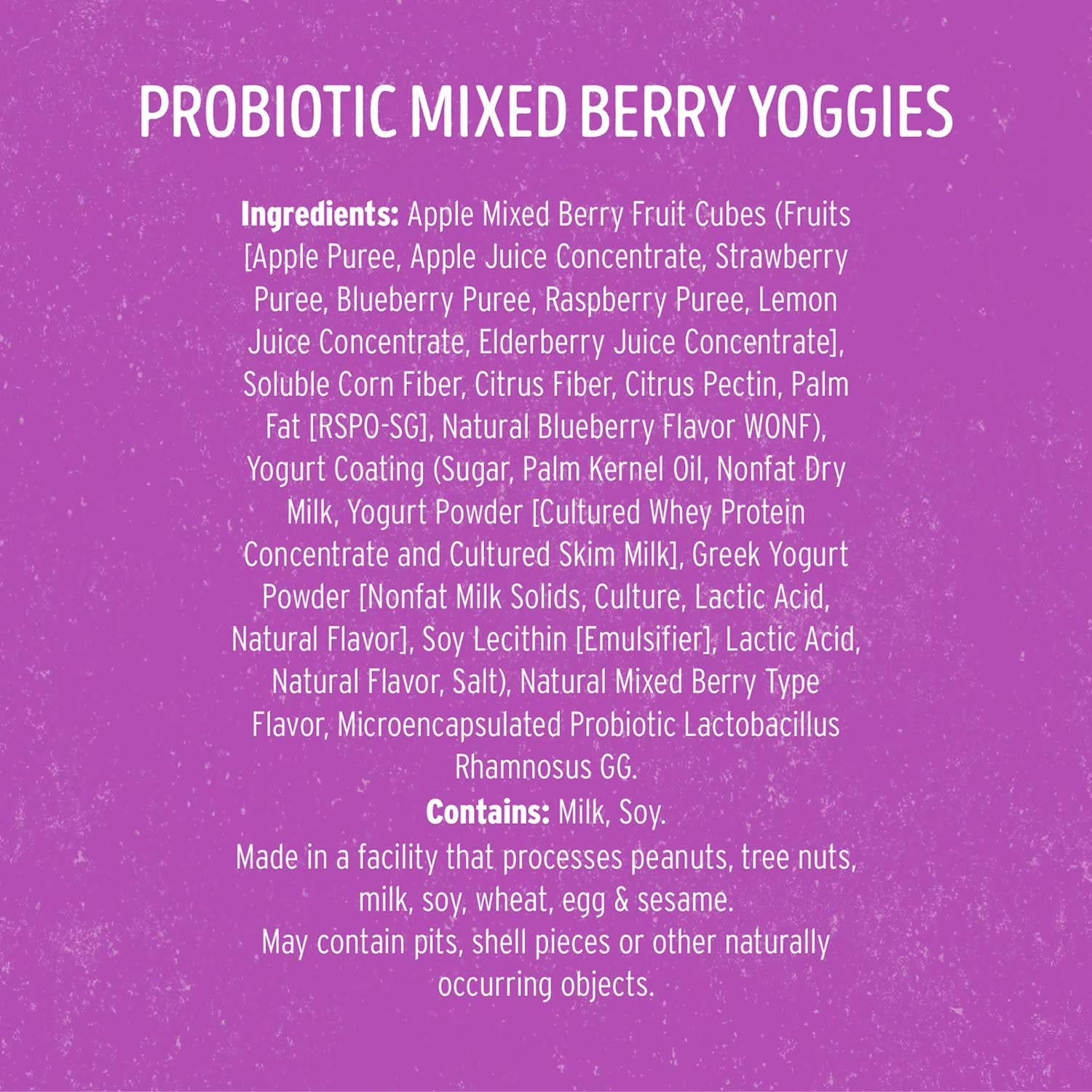 Nature's Garden Probiotic Mixed Berry Yoggies 480g, 24 pk.