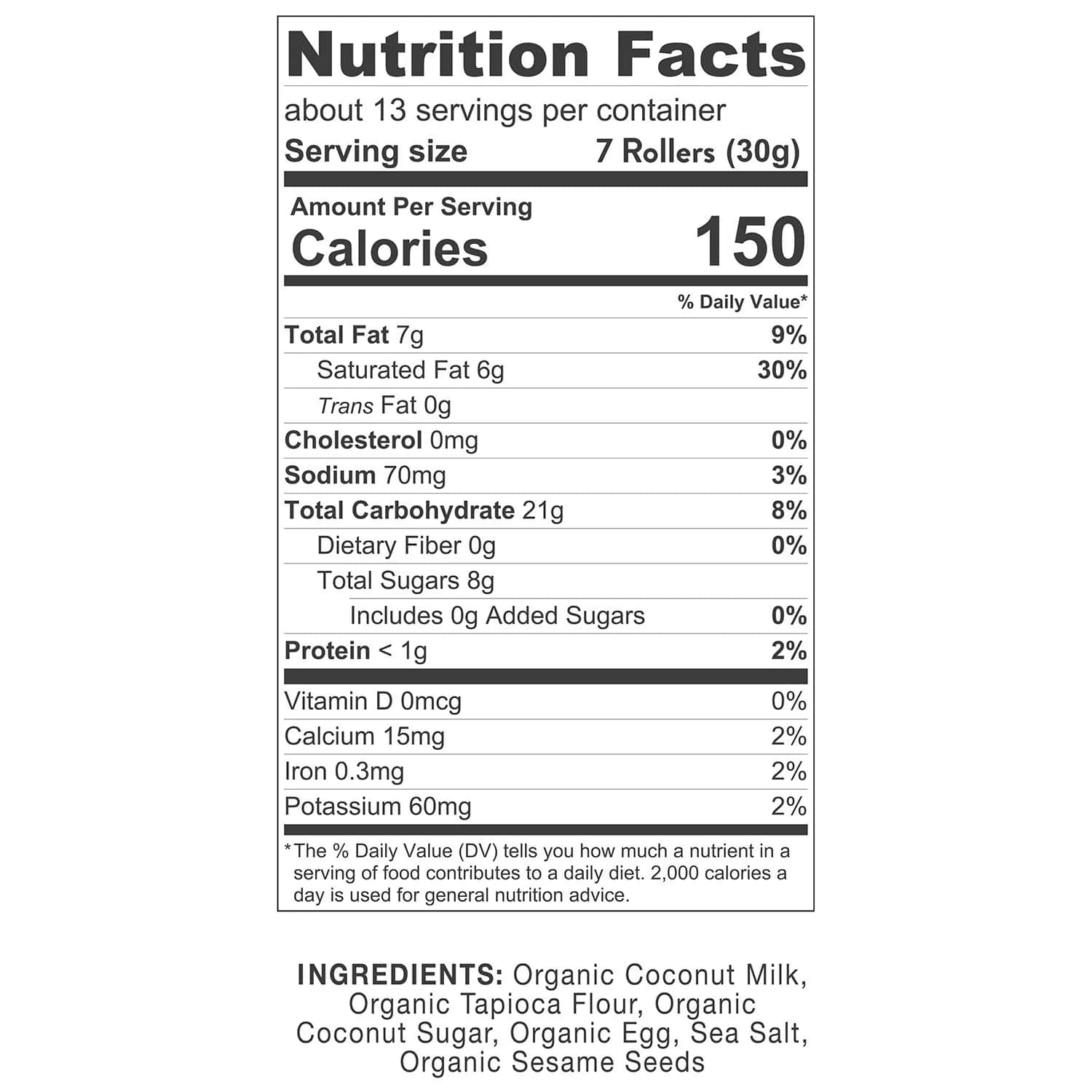 Ava Organics Coconut Crispy Rollers - 400g