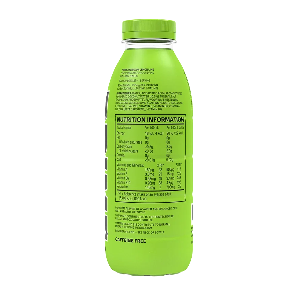 Prime Lemon Lime Hydration Drink - 500ml Pack of 12