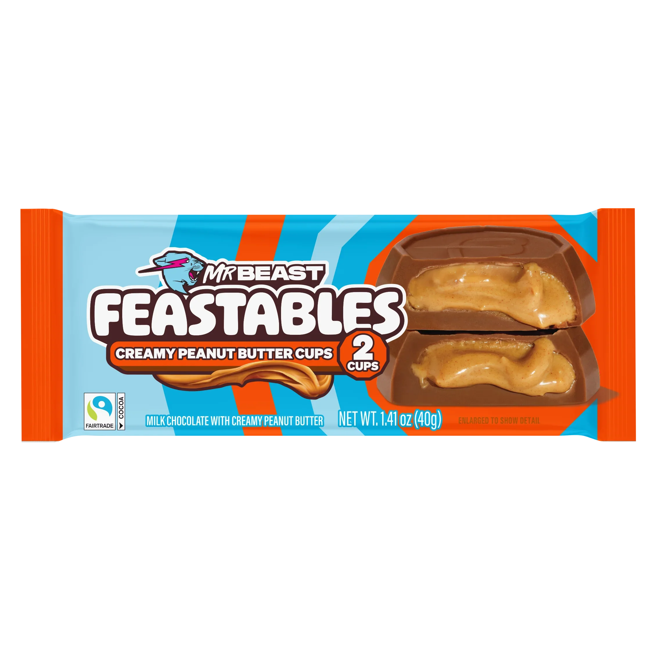 Mr Beast Feastables Peanut Butter Cups 40gm, Made with Grass-Fed Milk Chocolate and Organic Cocoa