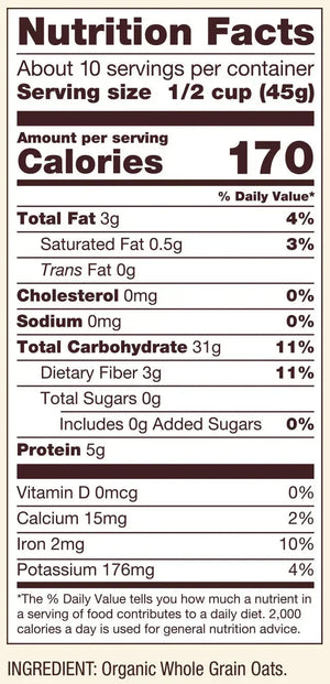 Bob's Red Mill Organic Quick Cooking Rolled Oats, Whole Grain, Non-GMO - 907gm