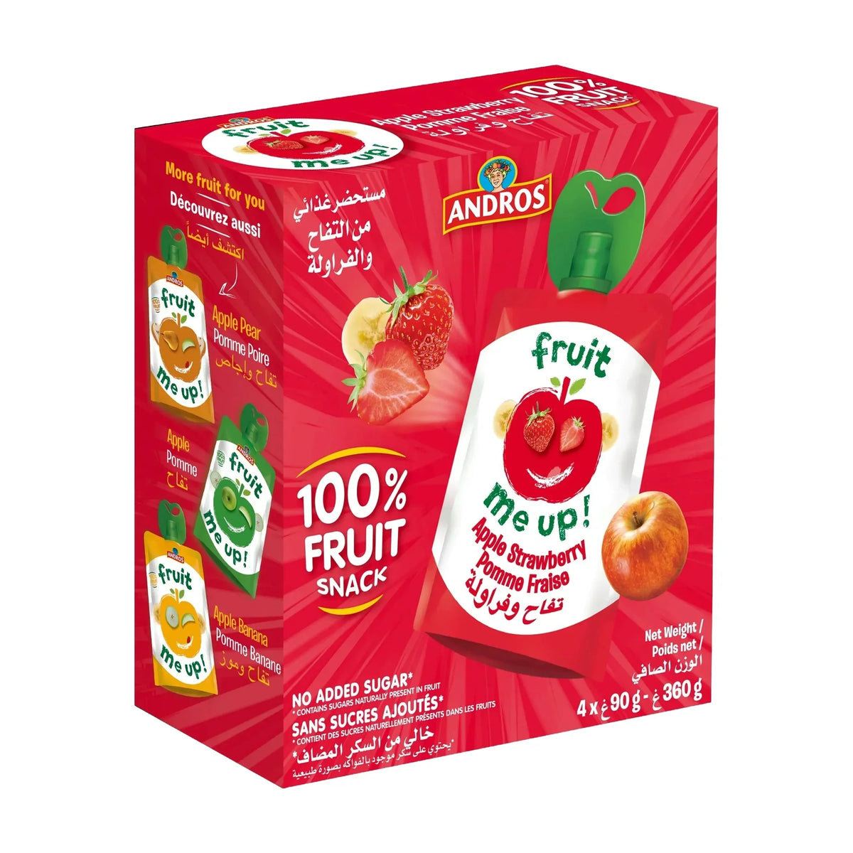 Fruit Me Up Apple & Strawberry Pouches, 4 × 90 g