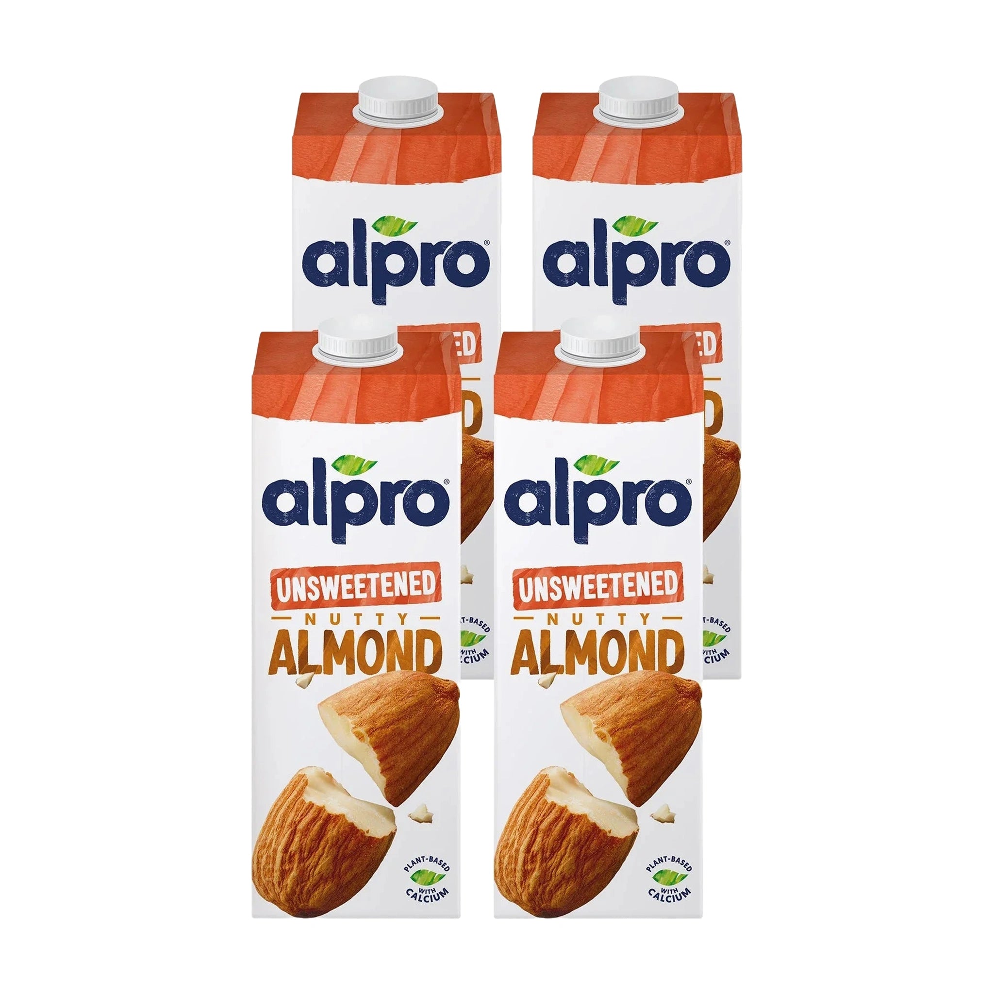 Alpro Almond Unsweetened Drink 1L, (Pack of 4) 100% Plant Based