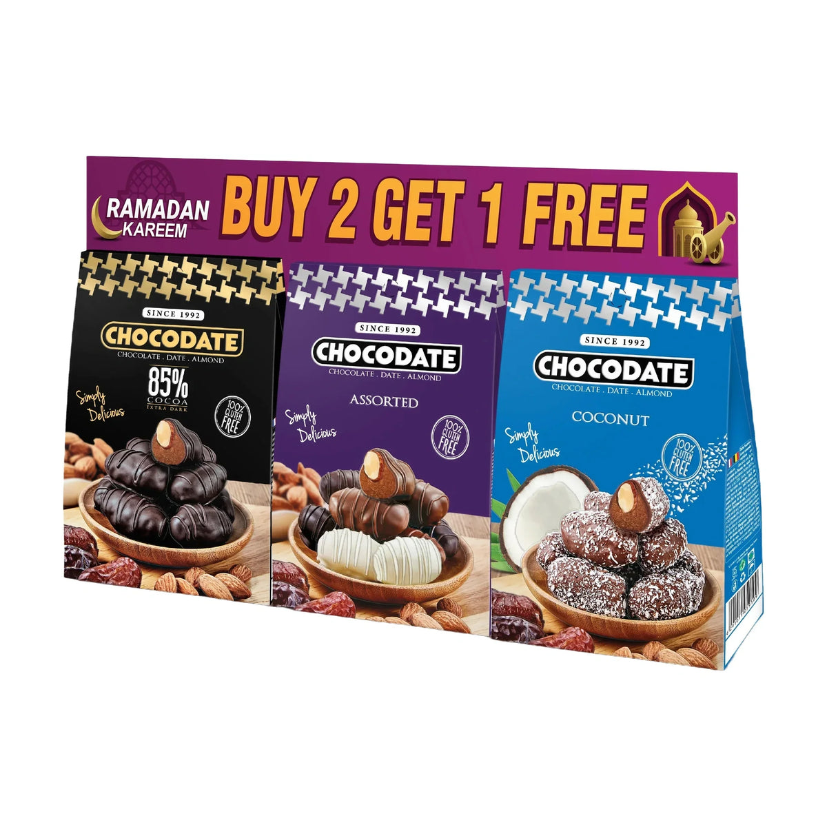 Chocodate Assorted | Exquisite Bite Sized Delicacy | Buy2 & Get 1 Free! (80gm each)