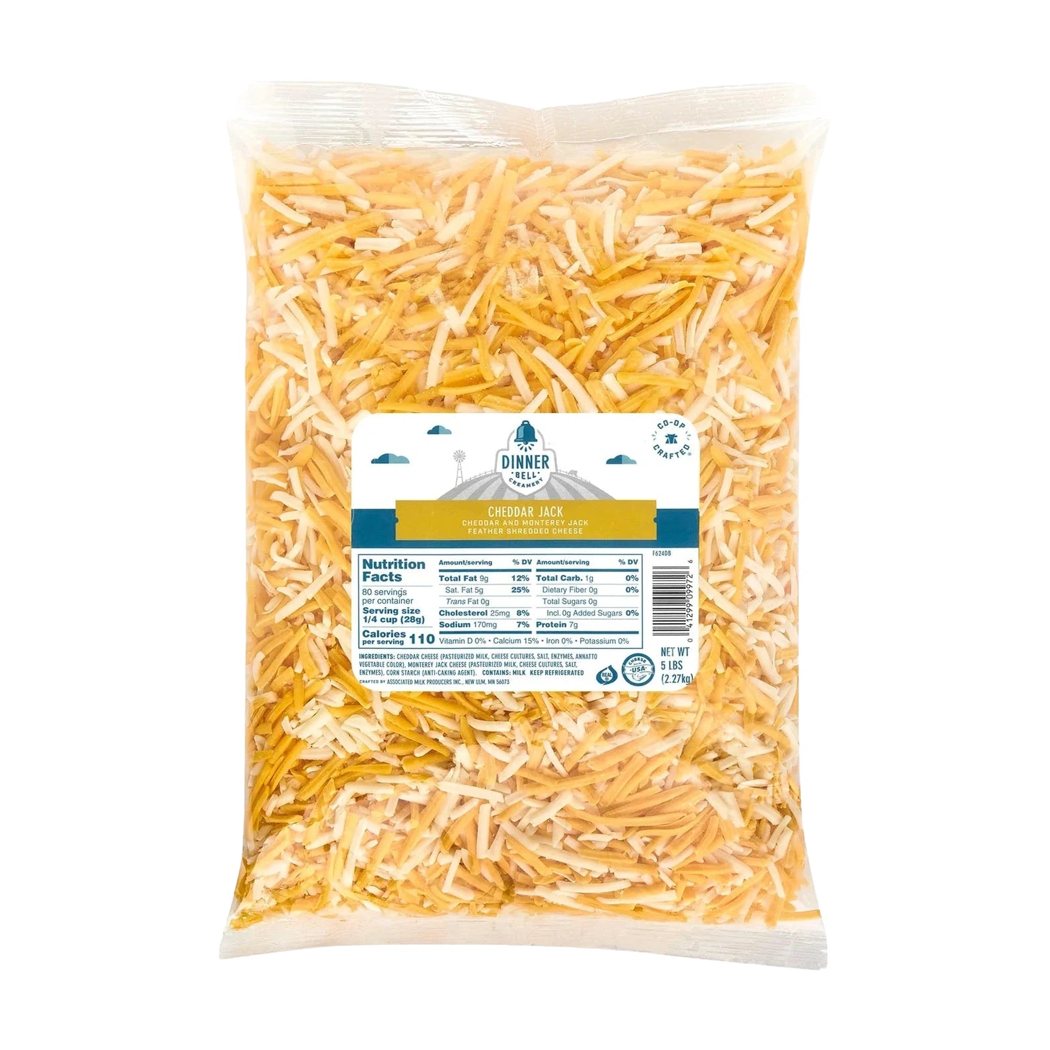 Dinner Bell Creamery Cheddar & Monterey Jack Blend Shredded Cheese 2.27Kg