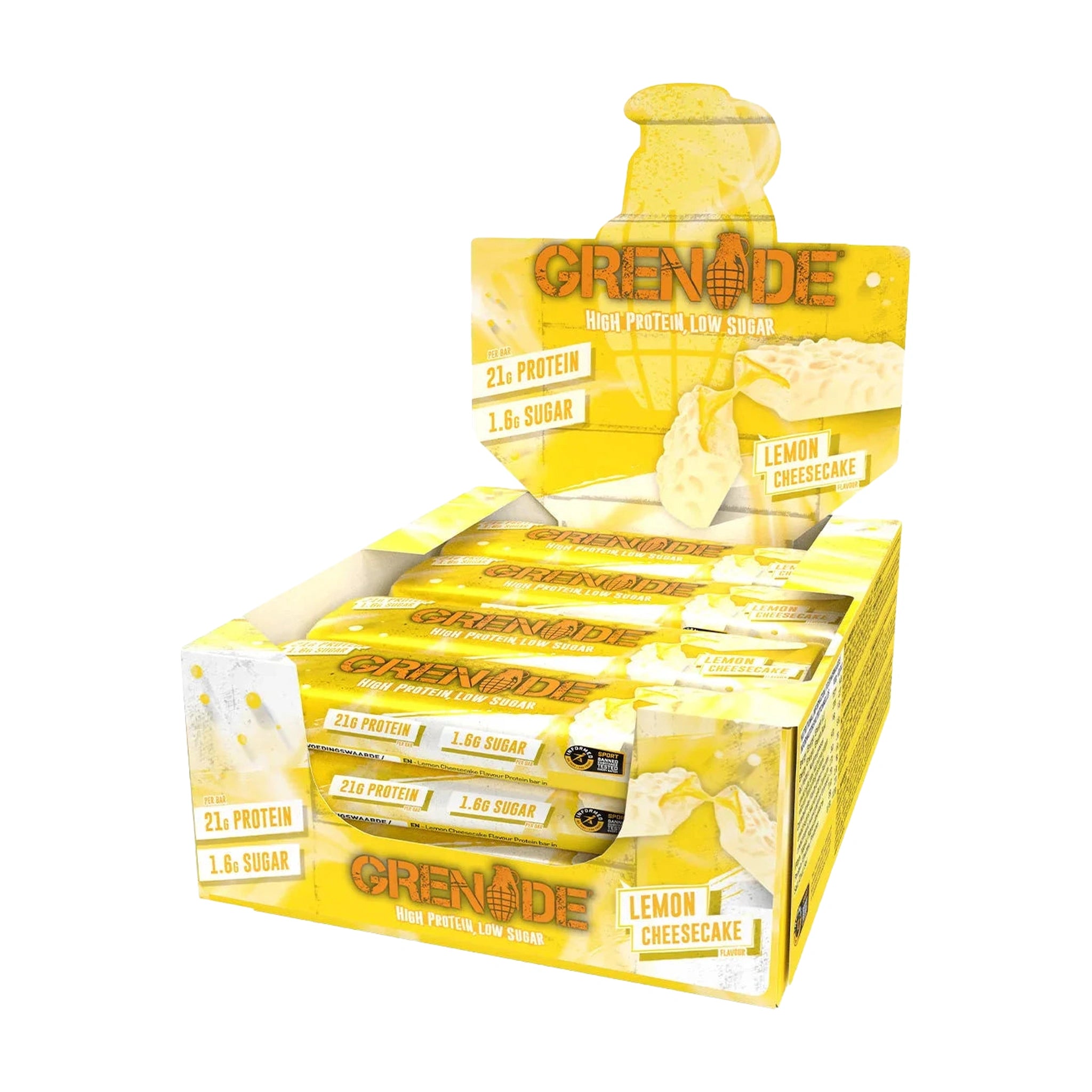 Grenade Lemon Cheesecake- High Protein Bar - Low Sugar (60gm x 12) Box