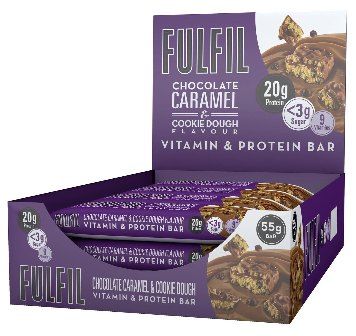FulFil Chocolate Caramel Cookie Dough Vitamin and Protein Bar - 55G 15 x 55G