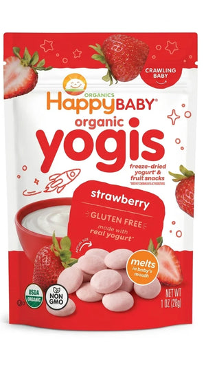 HappyBABY Organic Gluten Free Yogis - Strawberry 28g